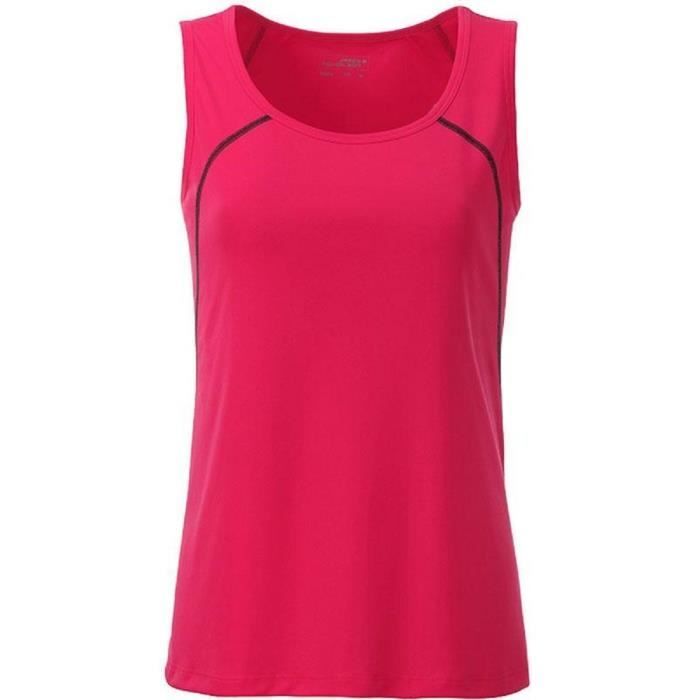 Débardeur running respirant - Femme - JN493 - rose vif Débardeur running respirant - Femme - JN493 - rose vif