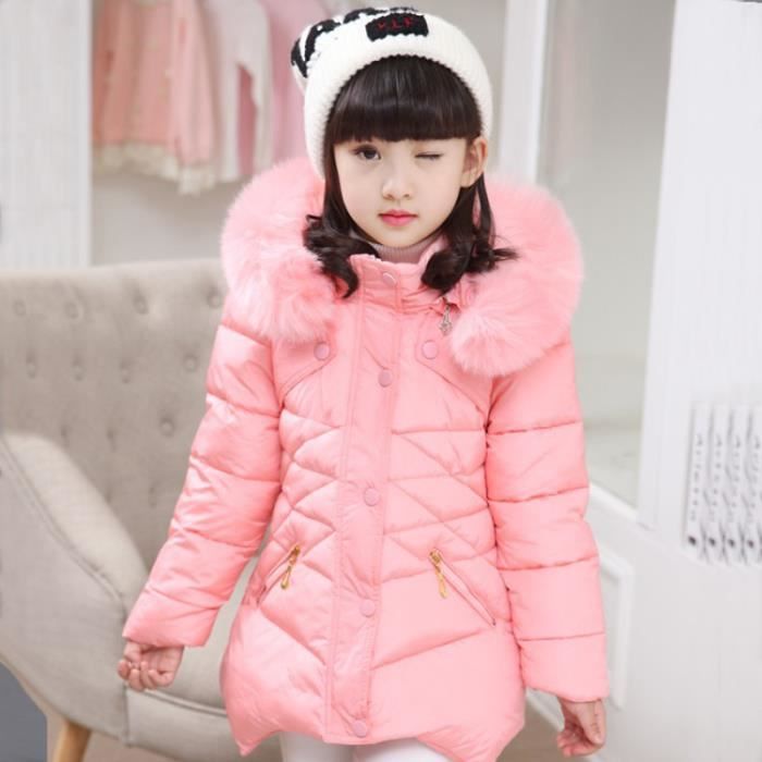 Doudoune fille enfant longue slim matelassée à capuche en fausse fourrure  chaude d'hiver doudounes filles enfants doublées Rose clair - Cdiscount  Prêt-à-Porter