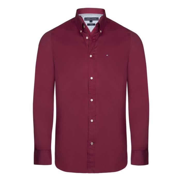 Tommy Hilfiger Homme Chemise Bordeaux Slim Fit Bordeaux Cdiscount