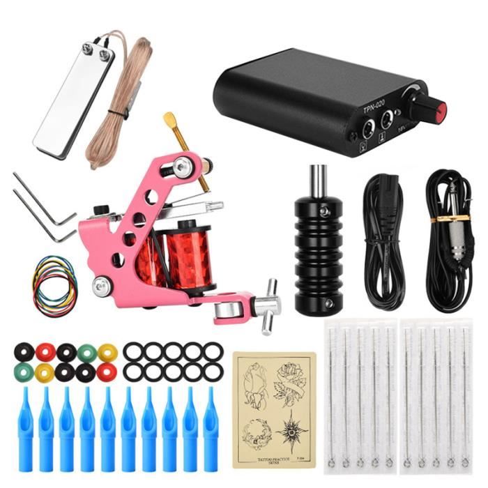 1 Set Coil Tattoos Machine Silver Pedal Practice Leather Kit for Home