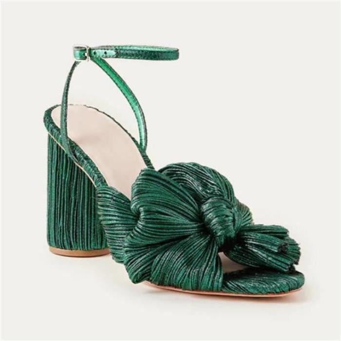 Escarpins Martinez Valero – Talons Hauts Bout Ouvert Vert Floral – Taille 6 US – Occasion
