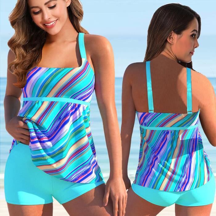 Maillot de bain,Maillot de bain deux pièces imprimé, Tankini, grande