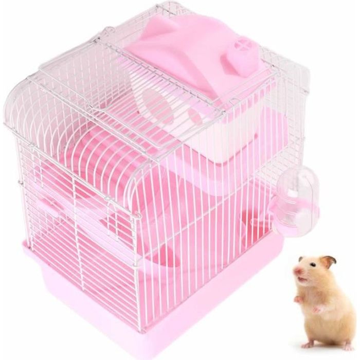 Comparer les prix de Cage à hamster - Mxzzand - 2 niveaux - Conception de châssis élevé - Rose