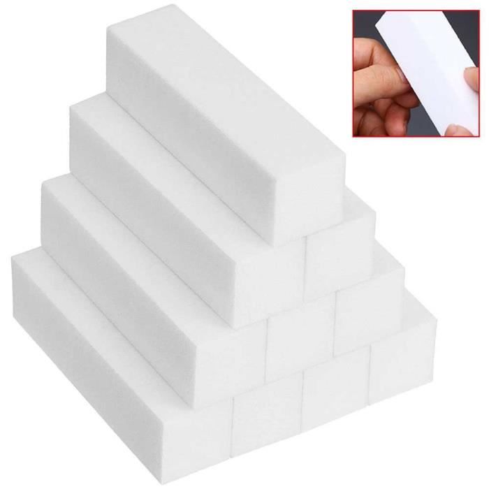 OCIODUAL 10x Blocs Polissoirs de Ponçage 100-100 Beauté Outil Professionnel Ongles Blanc