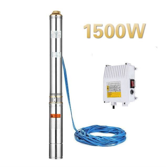 Pompe à Eau Pompe De Puits Profond 1500w Pompe Submersible Avec 30m Boîte De Contrôle