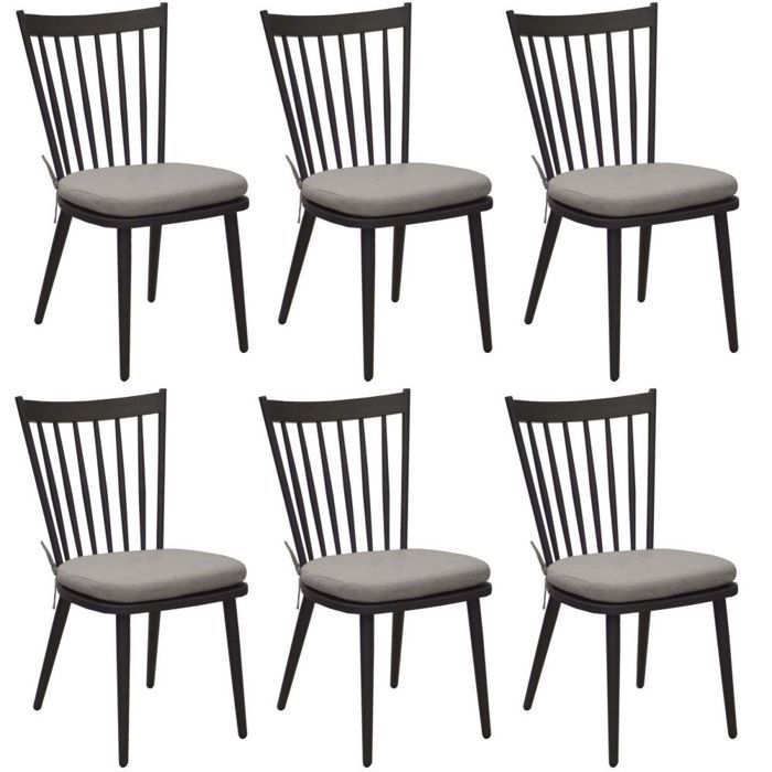 chaises de jardin vintage en aluminium winsor (lot de 6) noir