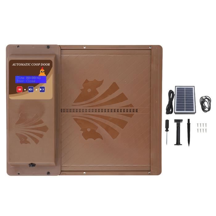 Comparer les prix de Qqmora Porte du poulailler Qqmora Porte automatique du poulailler Qqmora Porte de poulailler solaire jardin protection Noir Brun