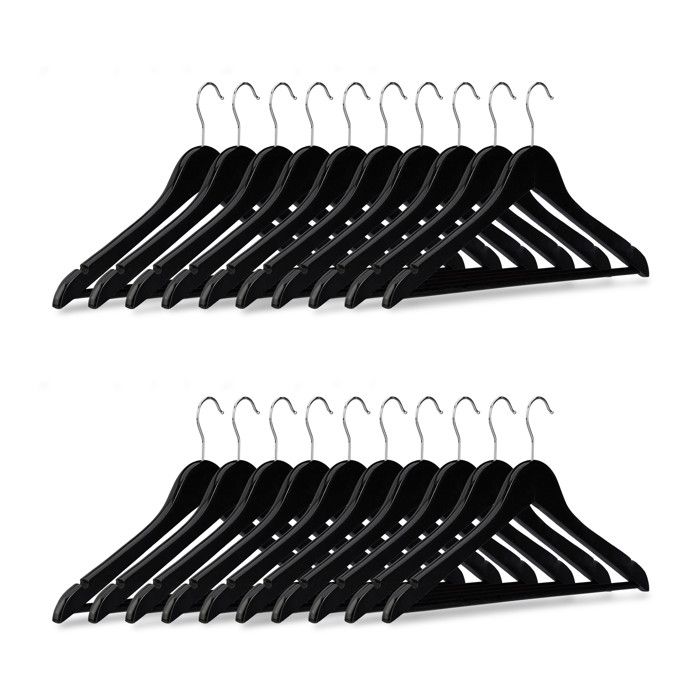 40x cintres en bois classiques pour manteaux pantalons vêtements Pivotant sur 360° HxL 23x44 cm noir