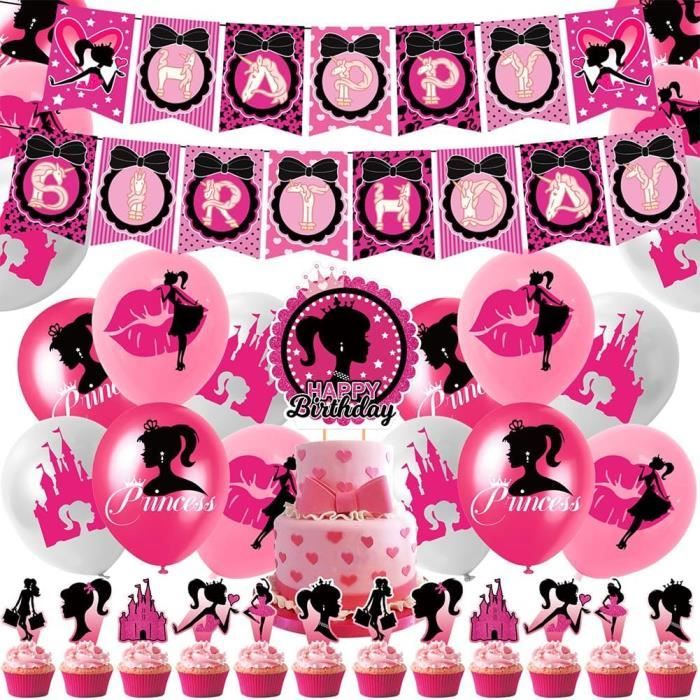31 Pièces Toppers Cupcake Princesse | Décoration Gâteau Barbie Rose & Or | Anniversaire Fille Enfant Thème Princesse