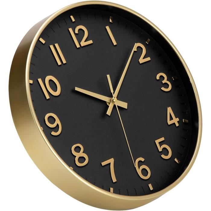 Horloge Murale, Horloge Murale en Bois Mouvement de Balayage Sans Tic-Tac Horloge Murale Décorative à Pile pour Maison Salon Cuisine Chambre Bureau École Hôtel, Style2, G172118