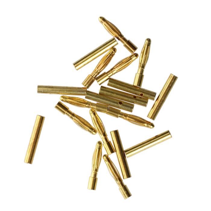 25 Paires Connecteurs Banane Bullet 3.0mm Plaqué Or - Pour Batteries LiPo, Moteurs Et ESC RC