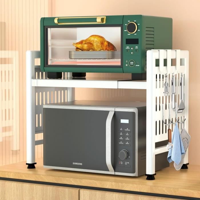 DnKelar Support Four à Micro-Ondes Extensible Organisateur De Rangement Cuisine En Acier Au
