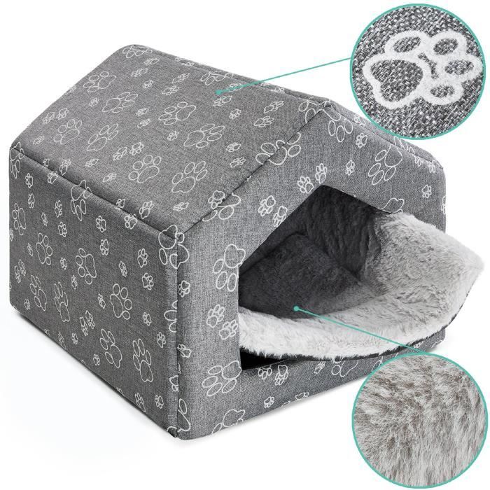 Comparer les prix de SuperKissen24 Niche pour Chien Chat Lit Panier Corbeille Gris Blanc Taille XL Couchage