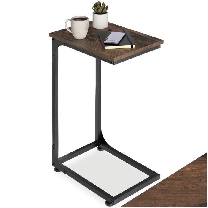 Table basse design bois foncé et acier ERIE TECTAKE