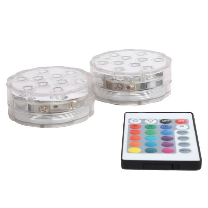 Lot De 2 Projecteurs LED Submersibles IP68 10W - Pour Piscine, Fontaine, étang, Avec Télécommande RVB