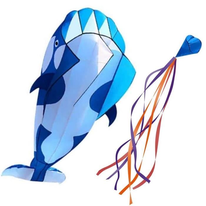Cerf-volant 3D Géant En Forme De Baleine - Pour Enfants Et Adultes, Facile à Monter Et à Faire Voler - Taille 198x119 Cm, Sans Cadre, Polyester Résistant