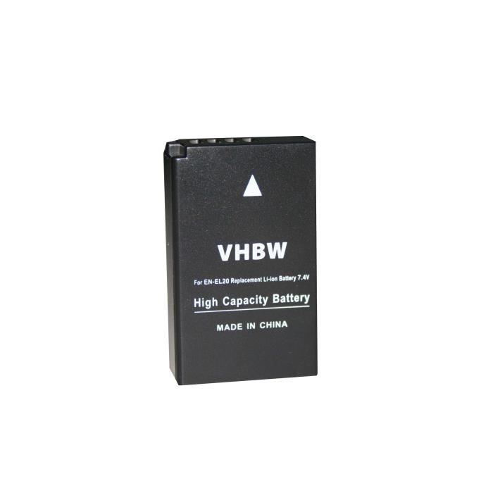 Vhbw Li-Ion Batterie pour Nikon 1, 1 J1, J2, 1 J3, 1 S1, 1 V3, CoolPix A remplace EN-EL20, EN-EL20a
