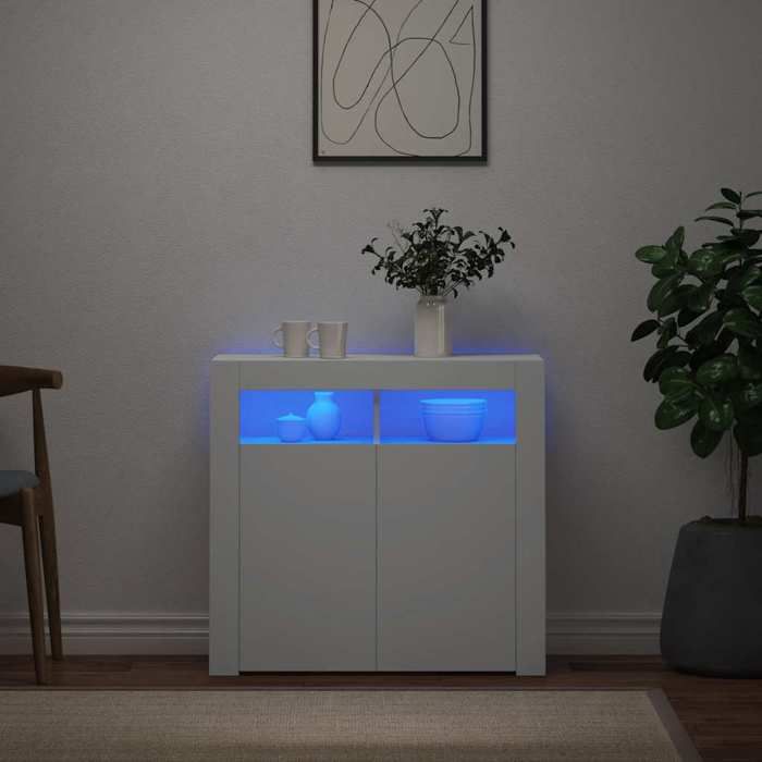 vidaXL Buffet avec Lumières LED Meuble de Rangement Armoire de Rangement Organisateur de Salon Salle de Séjour Intérieur 804328