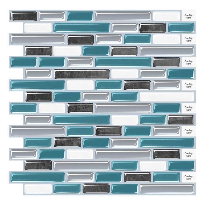 Carrelage Adhésif 3D Mosaïque - 23,6x23,6cm - Lot 4 Pièces - PVC Imperméable - Salle De Bain/cuisine