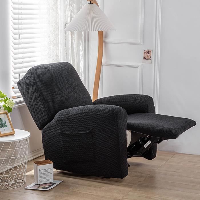 Extensible Housse Fauteuil Relax Complète Housse De Fauteuil Jacquard 1 Places Housse Fauteuil Noir