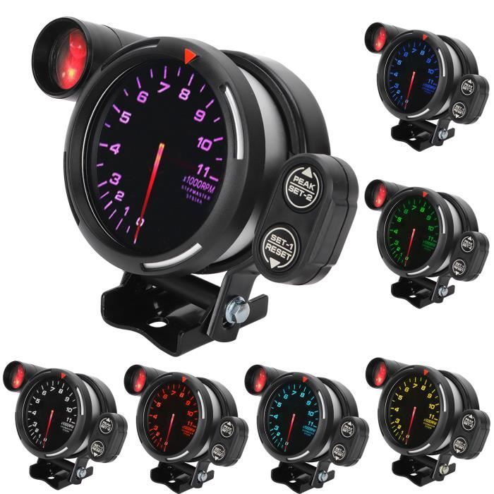 Instrument Rprmn WXS Jauge tachymétrique RPM Tachymètre de Voiture 3,15 po 80mm Compteur ...