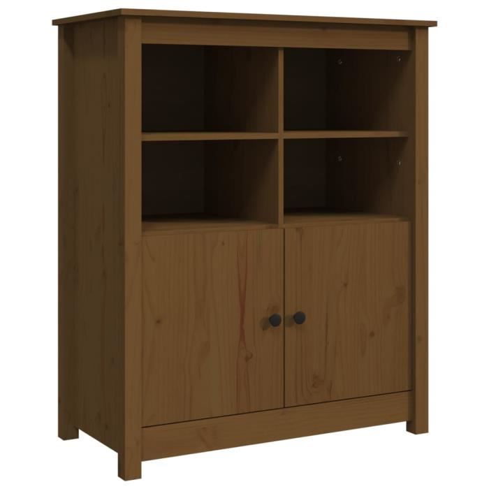 Buffet haut - QQMORA - DRG79172 - Bois massif de pin - Marron miel