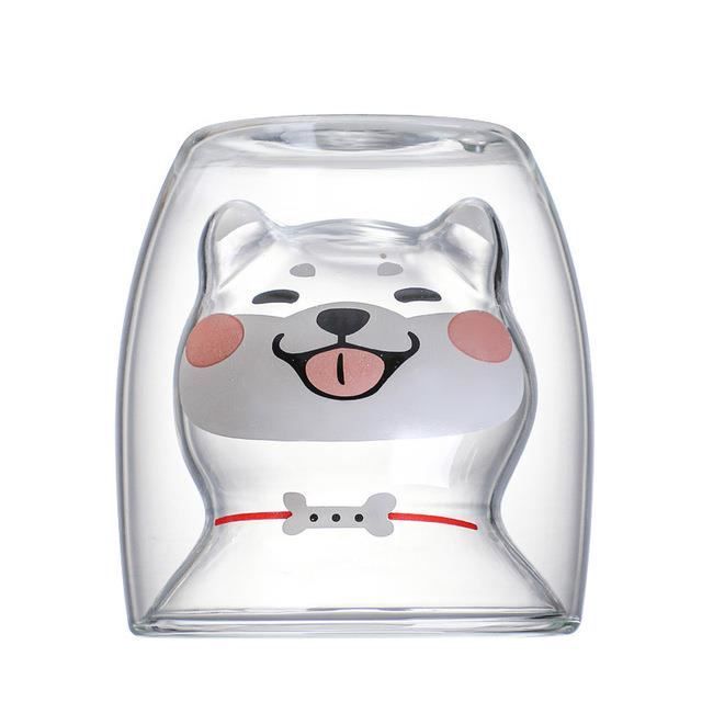 Yuragim Tasse En Verre à Double Paroi - Motif Chat Mignon - 200 Ml - Tasse à Café - Double Paroi - Verre Borosilicate - Verres à Boire - Cadeaux De Noël