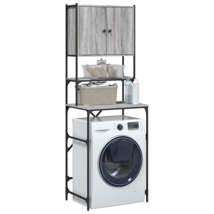 Meuble Cache Machine à Laver Ve.Ca. Avec Portes - Bois HPL - 70x70x90 Cm - Gris Jackson - Fabriqué En Italie