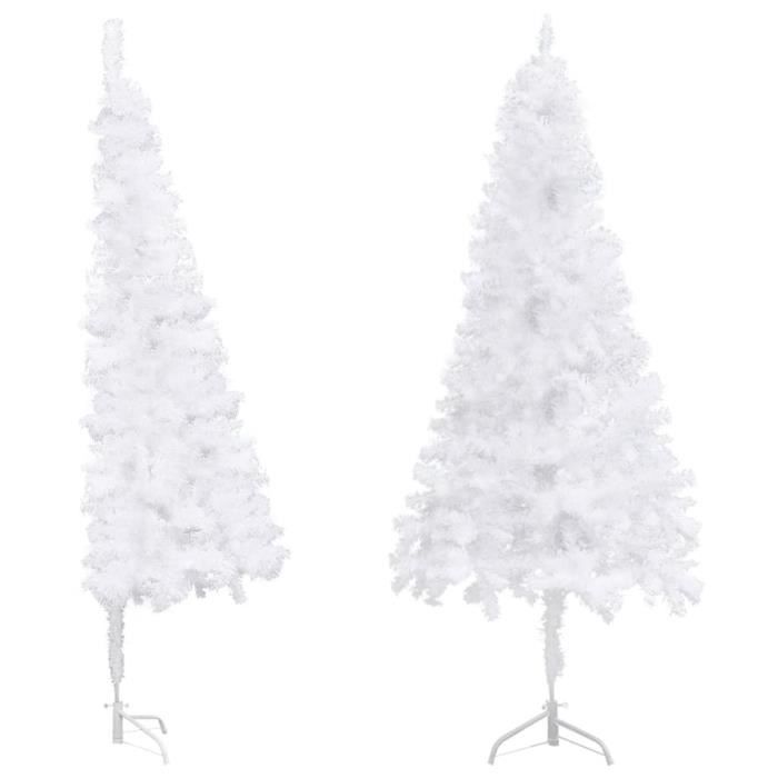 ZERODIS Sapin de Noël artificiel d'angle Blanc 210 cm PVC