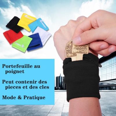 GIDWRIY Lot De 4 Bracelets De Poignet Avec Poche Fermée – Antidérapant, En Coton – Pour Sport (course, Tennis, Fitness) – Homme Et Femme