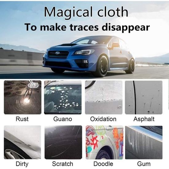 Kit Réparation Rayures Voiture – Crème + Nano Tissu + éponge, élimine Rayures Légères, Pour Toutes Couleurs De Carrosserie - 7