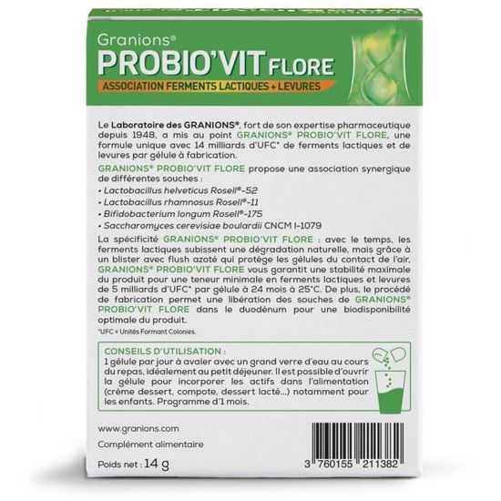Granions Probio Vit Flore 30 Gelules Cdiscount Sport