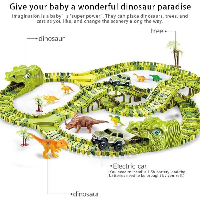 Camion Dinosaure et Circuit Voiture de 150 cm - 6 Mini Voitures Incluses - Jouet Enfant 2 à 6
