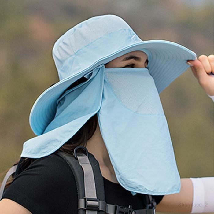 Chapeau de pêche couvre-cou et masque en maille pour homme visière