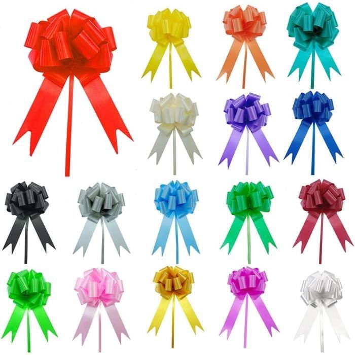 YapitHome 30 Pièces Nœuds Automatiques Nœuds En Ruban Doré Large Ruban Noeuds à Tirer Décoration, Pour Cadeaux, Arrangements Floraux, Paniers, Voitures De Mariage, Décorations De Fête (Doré