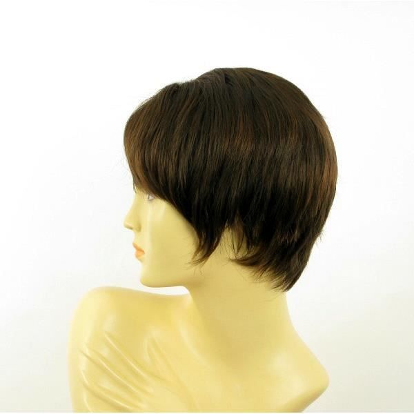 Perruque Femme Courte Châtain Cuivré Méché Blond - Synthétique - Longueur 35 Cm