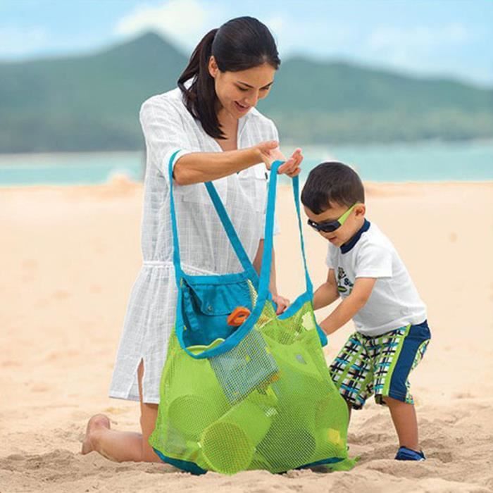 Green -Grand sac de plage en maille pour enfants, sacs de rangement pour  jouets de plage, sac à main de rangement pour outils de dra
