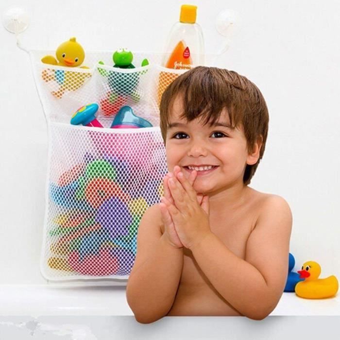 Sac de rangement jouet de bain pour bébé avec ventouses Sac en filet en  maille pour jouets bébé jouets organisateur Support Enfants Jouets d'eau  Accessoires 45 * 35cm