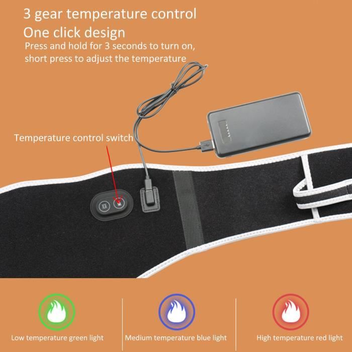 Ceinture De Massage Chauffante HONGJING – Sans Fil, 3 Chaleurs, 4 Modes Massage, Soutien Lombaire, Rechargeable 5000 MAh