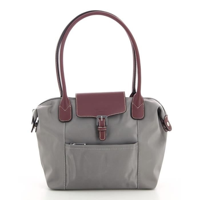Hexagona Petit sac cabas chic femme bi mati re en nylon et cuir