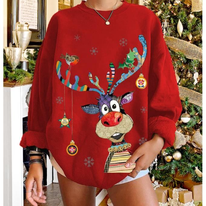 Pull de No l Femme Sweat Cadeaux Hiver Oversize Sweat Shirt