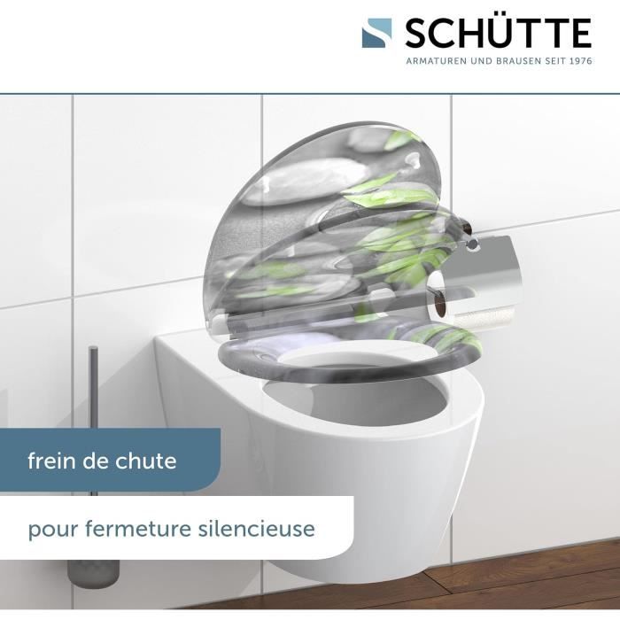 SCHÜTTE ANTHRAZIT Siège WC Avec Abaissement Automatique - Couvercle Fermeture Douce, Dépose Facile, Duroplast Résistant (Charge 150 Kg)