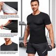 Junlan Veste de Sudation Homme Body Gainant Amincissant T-Shirt Sport en Sauna Néoprène Manches Courtes-2