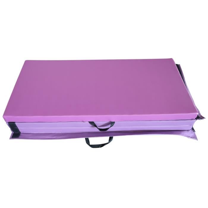 Costway tapis de gymnastique pliable,pu imperméable avec 2 poignées,40 x  120 x 5 cm, rose et violet - Conforama