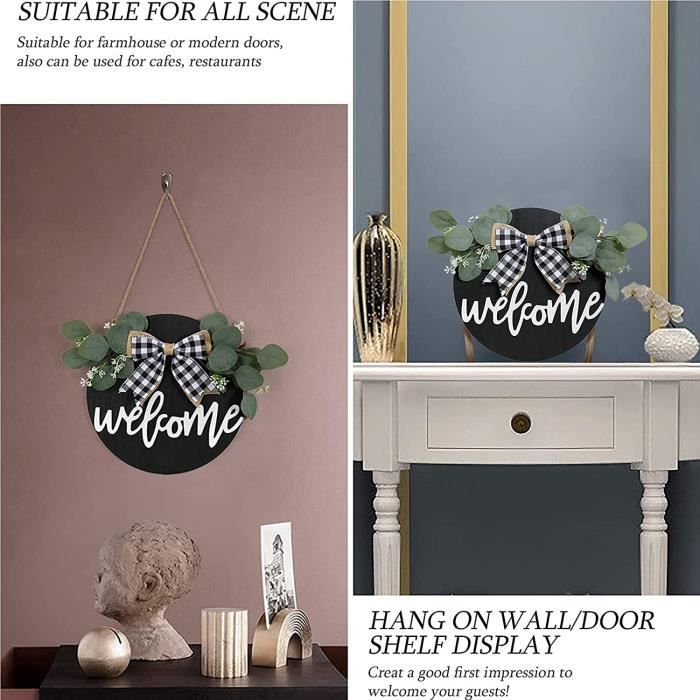 Panneau De Bienvenue Pour Porte - Décoration Porche Interchangeable - 24 Pièces Noires (Halloween)