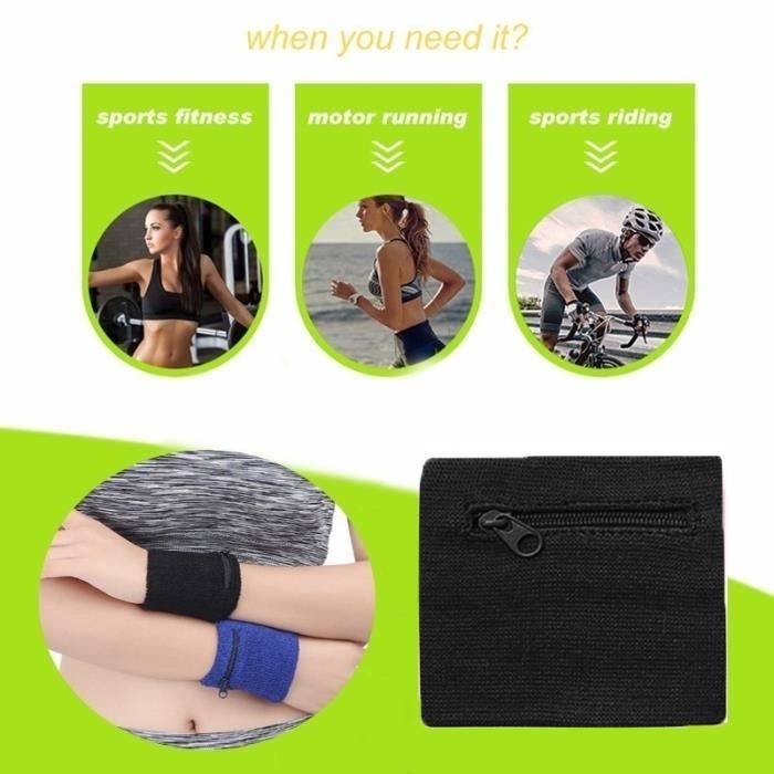 Pochette De Poignet Sport Noire En Néoprène - Parfaite Pour Running, Fitness, Transport Clés, Argent, ID