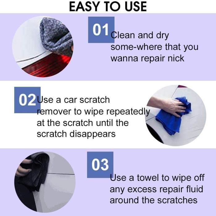 Kit Réparation Rayures Voiture – Crème + Nano Tissu + éponge, élimine Rayures Légères, Pour Toutes Couleurs De Carrosserie - 1
