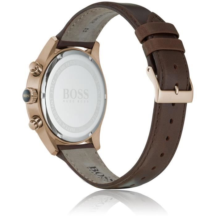 Hugo Boss Driver's Homme 44mm Bracelet Cuir Marron Quartz Montre