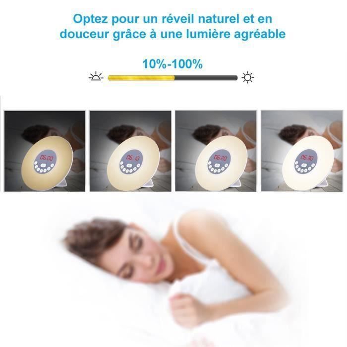 REVEIL SIMULATEUR D'AUBE Lumière De Réveil,Lampe De Chevet Luminosité