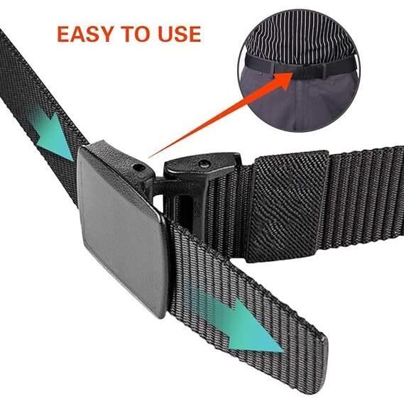 Ceinture Tactique Militaire AiQInu Ceinture Homme Elastique, 125 Cm Réglable Ceinture Sans Trou Avec Boucle Plastique, Extérieure Nylon Ceintures Travail Homme Pantalon De Travail Homme Chantier
